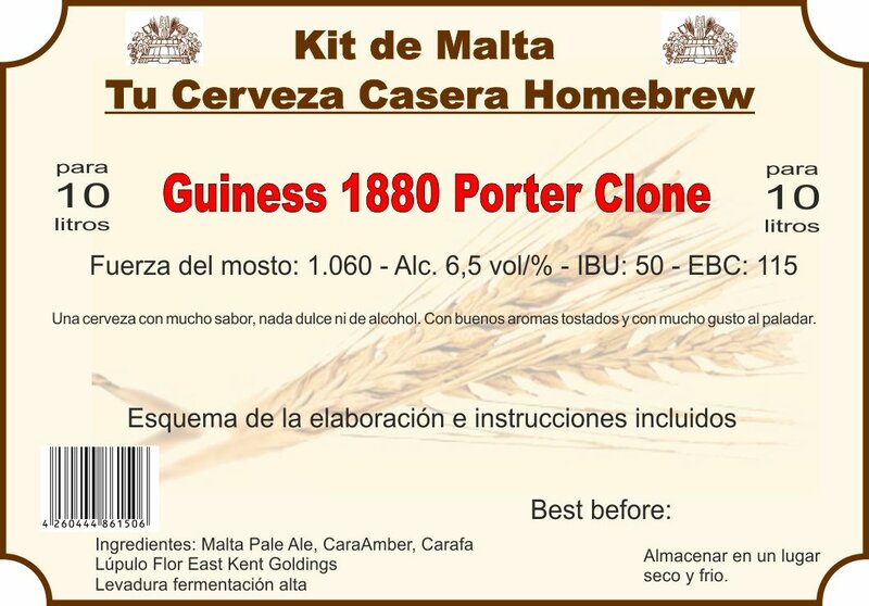 Kit en grano "Guiness 1880 Porter Clone" 10ltr