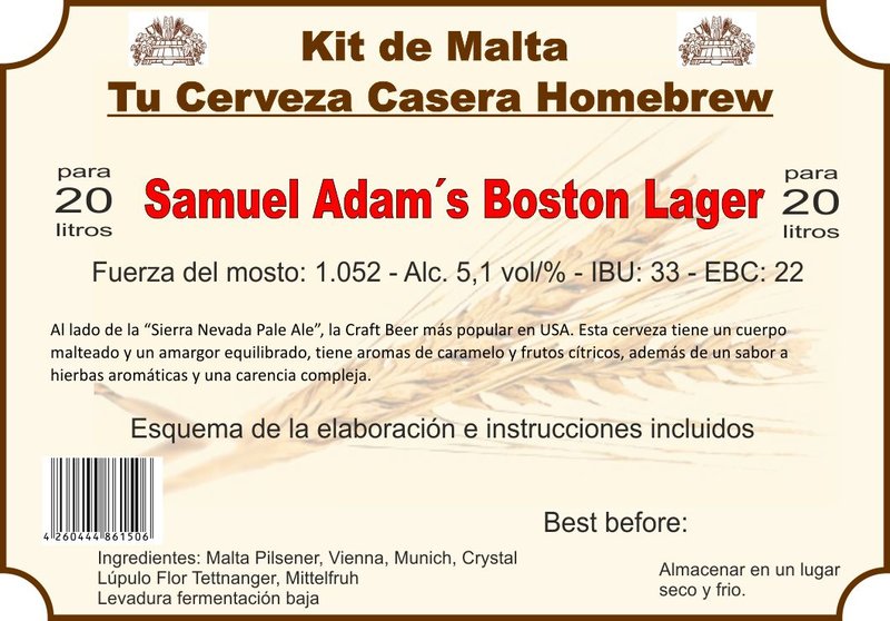 Kit en grano "Samuel Adam´s Boston Lager"