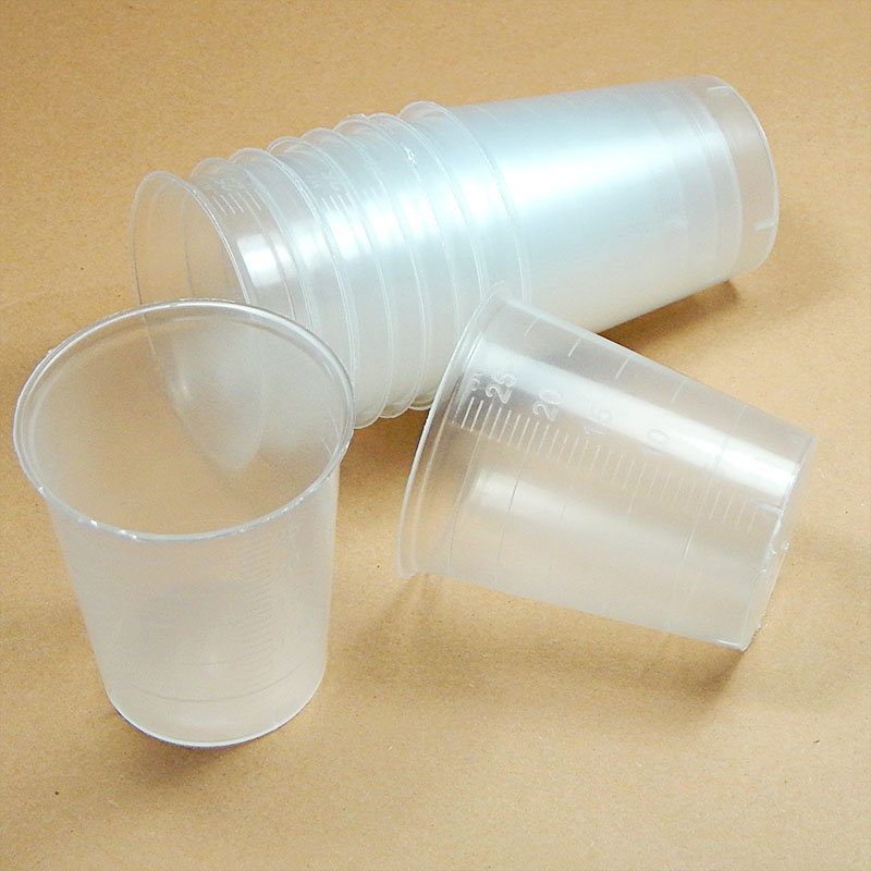 Vaso pequeño de plástico graduado 5-25ml - set de 10uds